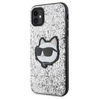 Karl Lagerfeld KLHCN61G2CPS iPhone 11 / Xr 6,1" stříbrný/stříbrný pevný obal Glitter Choupette Patch