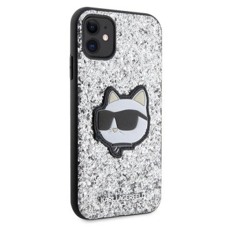 Karl Lagerfeld KLHCN61G2CPS iPhone 11 / Xr 6,1" stříbrný/stříbrný pevný obal Glitter Choupette Patch
