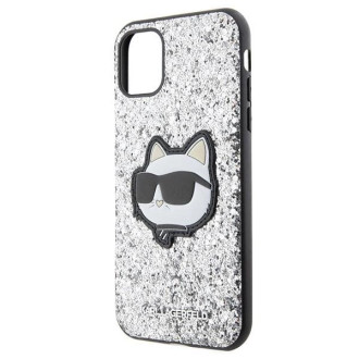 Karl Lagerfeld KLHCN61G2CPS iPhone 11 / Xr 6,1" stříbrný/stříbrný pevný obal Glitter Choupette Patch