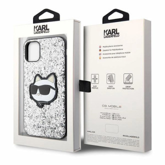 Karl Lagerfeld KLHCN61G2CPS iPhone 11 / Xr 6,1" stříbrný/stříbrný pevný obal Glitter Choupette Patch