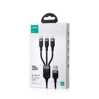 Joyroom Multi-Use Series 3-v-1 kabel S-1T3018A18 Lightning USB-C micro USB 30 cm – černý