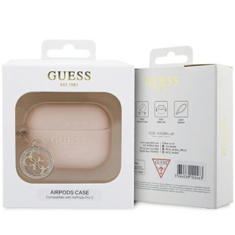 Guess GUAP23DSLGHDP kryt AirPods Pro 2 růžový/růžový 3D Rubber 4G Diamond Charm