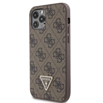 Pouzdro Guess GUHCP12MP4TDSCPW pro iPhone 12 / 12 Pro – hnědé crossbody 4G kovové logo