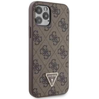 Pouzdro Guess GUHCP12MP4TDSCPW pro iPhone 12 / 12 Pro – hnědé crossbody 4G kovové logo