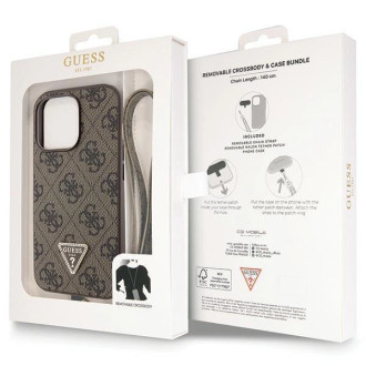 Pouzdro Guess GUHCP13LP4TDSCPW pro iPhone 13 Pro / 13 – hnědé Crossbody 4G kovové logo