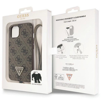 Pouzdro Guess GUHCP13MP4TDSCPW pro iPhone 13 - hnědé Crossbody 4G kovové logo