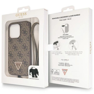 Pouzdro Guess GUHCP14LP4TDSCPW pro iPhone 14 Pro - hnědé Crossbody 4G kovové logo