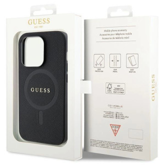 Pouzdro Guess GUHMP14LPSAHMCK pro iPhone 14 Pro - černé Saffiano MagSafe