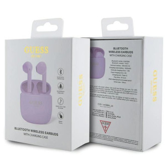 Bluetooth sluchátka Guess GUTWST26PSU TWS + dokovací stanice - fialová Classic EST Logo