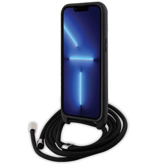 Karl Lagerfeld KLHCP13LSAKCPSK pouzdro pro iPhone 13 Pro / 13 hardcase - černé Crossbody Saffiano Metal Pin Karl&amp;Choupette