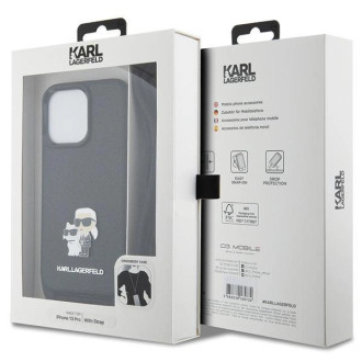 Karl Lagerfeld KLHCP13LSAKCPSK pouzdro pro iPhone 13 Pro / 13 hardcase - černé Crossbody Saffiano Metal Pin Karl&amp;Choupette