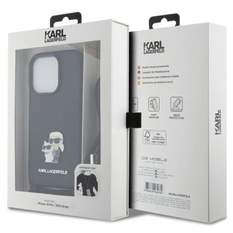 Karl Lagerfeld KLHCP14LSAKCPSK pouzdro pro iPhone 14 Pro pevné - černé Crossbody Saffiano Metal Pin Karl&amp;Choupette