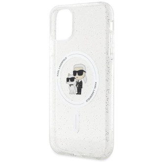 Karl Lagerfeld KLHMN61HGKCNOT obal pro iPhone 11 / Xr - průhledný pevný obal Karl&amp;Choupette Glitter MagSafe