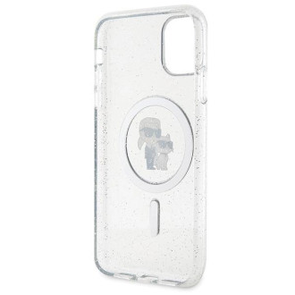 Karl Lagerfeld KLHMN61HGKCNOT obal pro iPhone 11 / Xr - průhledný pevný obal Karl&amp;Choupette Glitter MagSafe