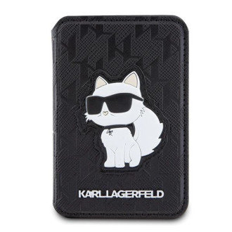 Karl Lagerfeld KLWMSPSAKHCK stojánek na kartu peněženky Saffiano Monogram Pouzdro Choupette MagSafe - černé