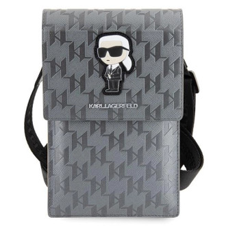 Karl Lagerfeld Bag KLWBSAKHPKG pouzdro - stříbrné Saffiano Monogram Ikonik