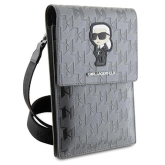 Karl Lagerfeld Bag KLWBSAKHPKG pouzdro - stříbrné Saffiano Monogram Ikonik