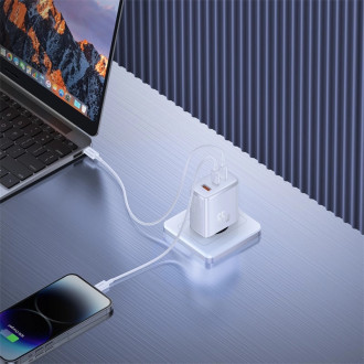 Baseus Cube Pro 65W GaN nabíječka 2x USB-C USB-A - bílá