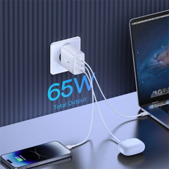 Baseus Cube Pro 65W GaN nabíječka 2x USB-C USB-A - bílá