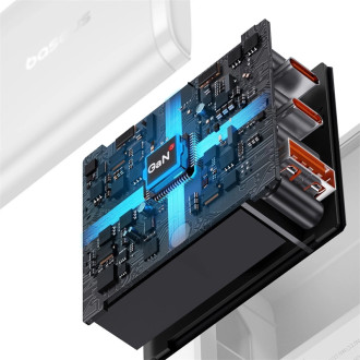 Baseus Cube Pro 65W GaN nabíječka 2x USB-C USB-A - bílá