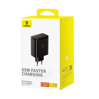 Baseus Cube Pro 65W GaN nabíječka 2x USB-C USB-A - černá