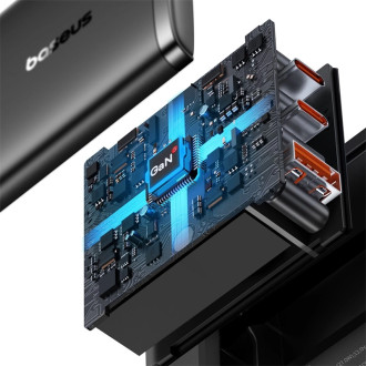 Baseus Cube Pro 65W GaN nabíječka 2x USB-C USB-A - černá