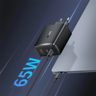 Baseus Cube Pro 65W GaN nabíječka 2x USB-C USB-A - černá