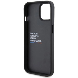 BMW kožené karbonové pouzdro pro iPhone 15 - černé