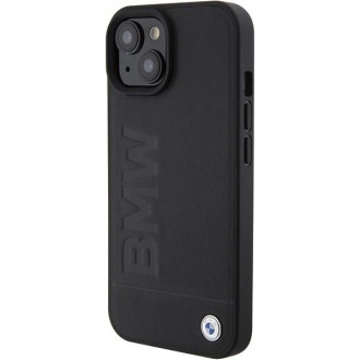 Kožené pouzdro BMW Hot Stamp pro iPhone 15 - černé