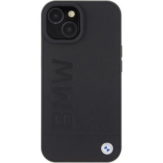 Kožené pouzdro BMW Hot Stamp pro iPhone 15 - černé