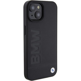Kožené pouzdro BMW Hot Stamp pro iPhone 15 - černé