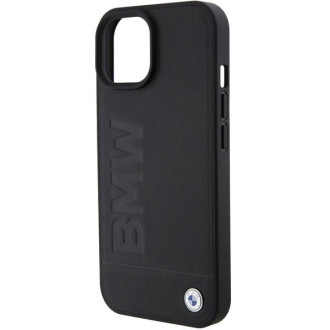 Kožené pouzdro BMW Hot Stamp pro iPhone 15 - černé
