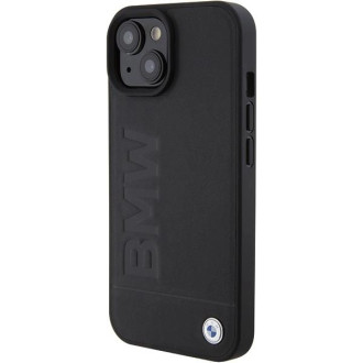 Pouzdro BMW MagSafe Leather Hot Stamp pro iPhone 15 Plus - černé