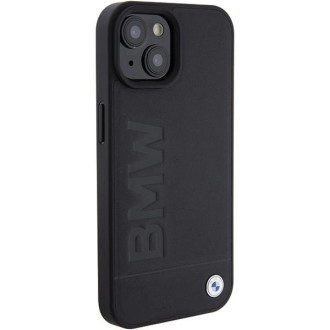 Pouzdro BMW MagSafe Leather Hot Stamp pro iPhone 15 Plus - černé
