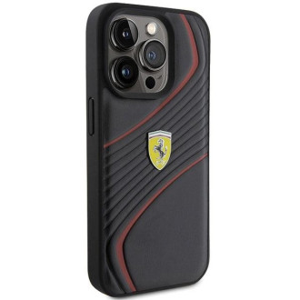 Pouzdro Ferrari Twist Metal Logo pro iPhone 15 Pro - černé
