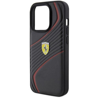 Pouzdro Ferrari Twist Metal Logo pro iPhone 15 Pro - černé