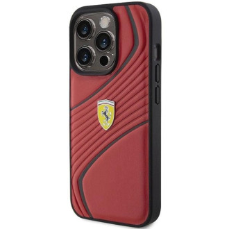 Pouzdro Ferrari Twist Metal Logo pro iPhone 15 Pro - červené