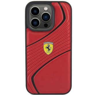 Pouzdro Ferrari Twist Metal Logo pro iPhone 15 Pro - červené