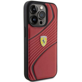 Pouzdro Ferrari Twist Metal Logo pro iPhone 15 Pro - červené