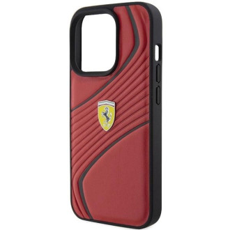 Pouzdro Ferrari Twist Metal Logo pro iPhone 15 Pro - červené