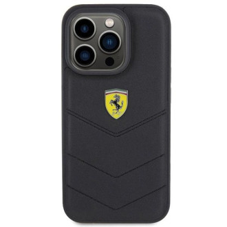 Pouzdro Ferrari Quilted Metal Logo pro iPhone 15 Pro - černé