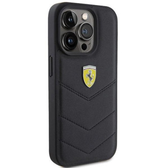 Pouzdro Ferrari Quilted Metal Logo pro iPhone 15 Pro - černé