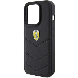 Pouzdro Ferrari Quilted Metal Logo pro iPhone 15 Pro - černé