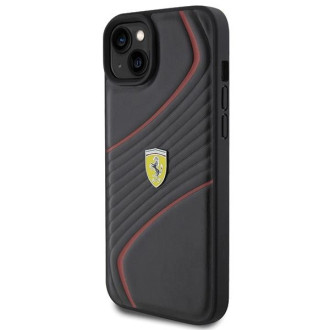 Pouzdro Ferrari Twist Metal Logo pro iPhone 15 Plus - černé