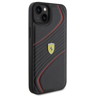 Pouzdro Ferrari Twist Metal Logo pro iPhone 15 Plus - černé
