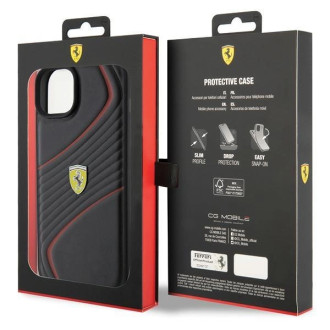 Pouzdro Ferrari Twist Metal Logo pro iPhone 15 Plus - černé