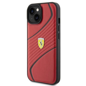 Pouzdro Ferrari Twist Metal Logo pro iPhone 15 - červené