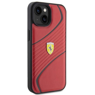 Pouzdro Ferrari Twist Metal Logo pro iPhone 15 - červené