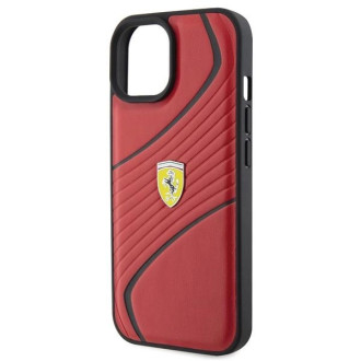 Pouzdro Ferrari Twist Metal Logo pro iPhone 15 - červené