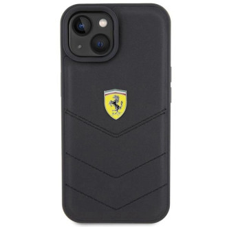Pouzdro Ferrari Quilted Metal Logo pro iPhone 15 - černé